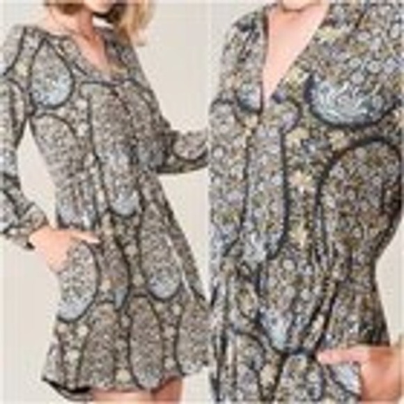 Spartina 449 Dresses & Skirts - Spartina 449 Women Catalina Boho Floral Paisley Mini Tunic Dress Long Sleeve XXL